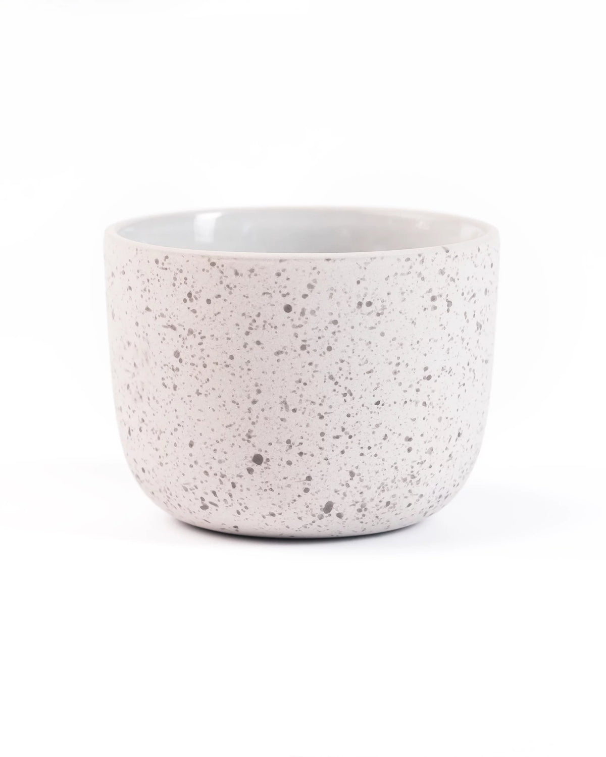 Matt porcelain latte cup 250ml speckled from Barista-Essentials, white and grey